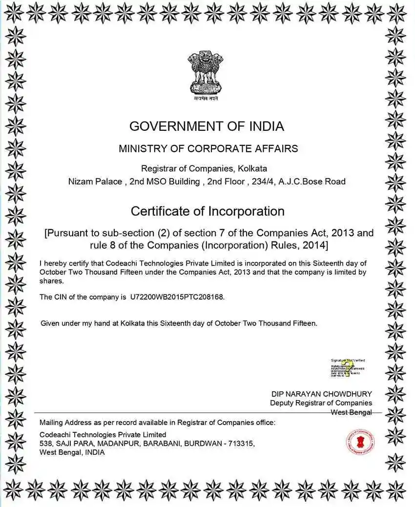 Certificate of Incorporation
